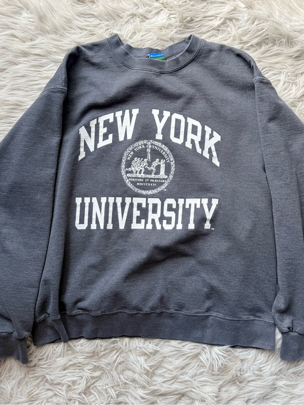 Champion NYU New York University Sweatshirt XL Distressed Collegiate Crewneck
